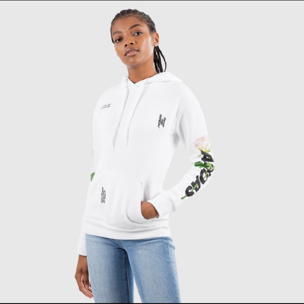 Adidas floral sleeve white hoodie READ DESCRIPTION